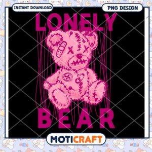 Lonely Bear PNG Design, Cute Yet Creepy Instant Download Art