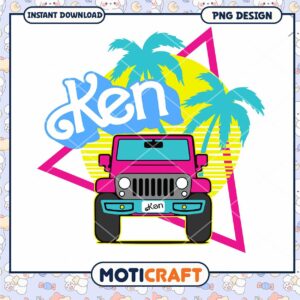 Ken Jeep PNG Design for Instant Download, Vibrant Beach Theme Art