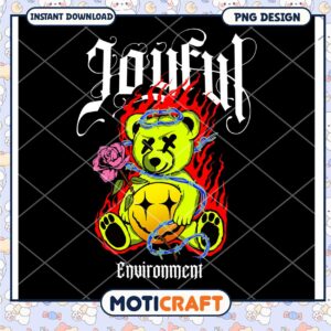 Joyful Bear PNG Design for Instant Download, Unique Environment Art