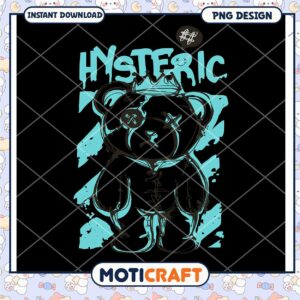 Hysteric Bear PNG Design for Instant Download, Unique Graphic Art