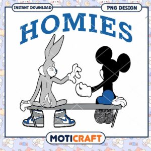 Homies design featuring popular cartoon characters, instant download PNG