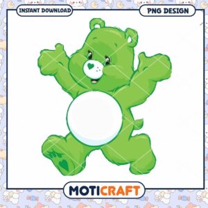 Happy Green Bear PNG Design, Perfect for Instant Download Projects