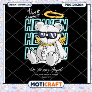 Happy Angel Bear PNG Design, perfect for creative projects and prints
