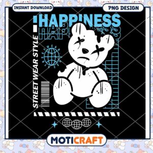 Happiness Bear Streetwear PNG Design Happiness Bear Streetwear PNG Design