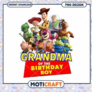 Grandma Birthday Boy PNG Design, Instant Download Colorful Art