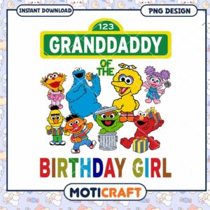 Granddaddy of the Birthday Girl PNG Design, Instant Download Art