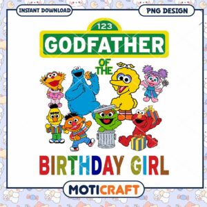 Godfather of the Birthday Girl PNG Design, Instant Download Art