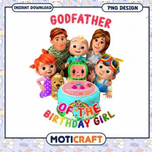 Godfather birthday girl design, instant download PNG image