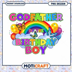 Godfather of the Birthday Boy design, colorful and fun PNG print