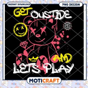 Get Outside with Fun Bear, Downloadable PNG Design for Kids