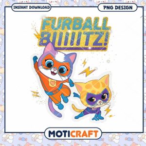 Furball Blitz Cat PNG Design, Instant Download for Kids Fun