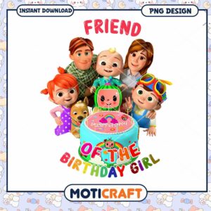 Friend of the Birthday Girl PNG Design, Instant Download for Celebration