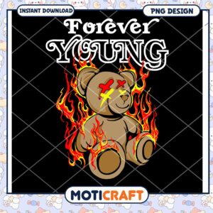 Forever Young Bear Design, Perfect for Unique Merchandise Ideas