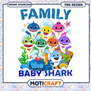 Family of the Baby Shark PNG Design for Kids, Instant Download Art