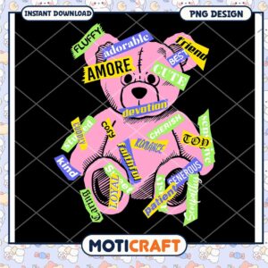 Cute pink teddy bear design, perfect for gifts and decorations