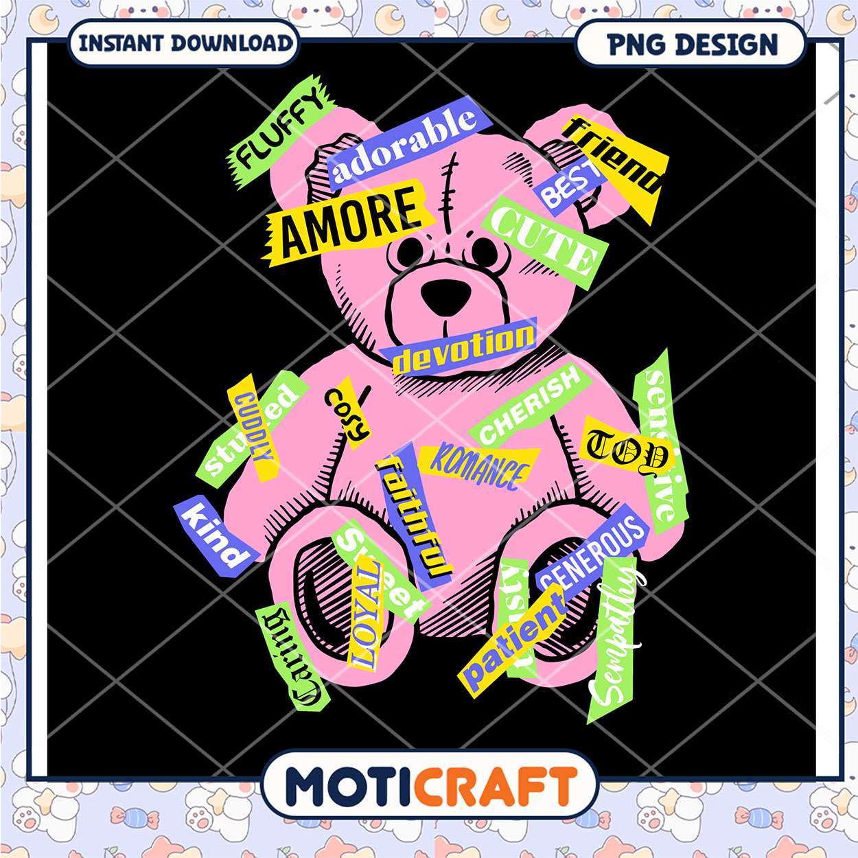 Cute pink teddy bear design, perfect for gifts and decorations Cute pink teddy bear design, perfect for gifts and decorations