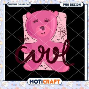 Cute Pink Bear PNG Design for Instant Download, Perfect for Crafts