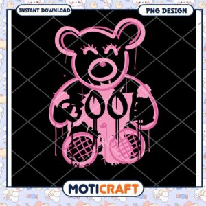 Cute Pink Bear PNG Design for Instant Download, Ideal for Crafts