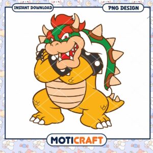 Cute Bowser PNG design for instant download, perfect for fans