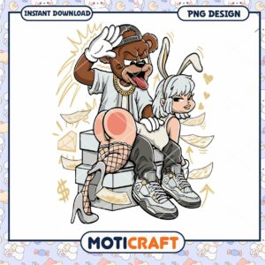 Cartoon bear and bunny design for fun graphics, perfect for downloads