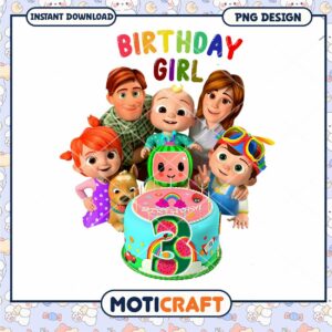 Birthday Girl Party PNG Design for Instant Download, Fun Family Celebration Image