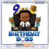 Birthday Boss PNG Design for Kids, Perfect for Celebrating 9th Birthday