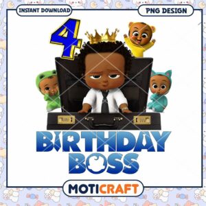 Birthday Boss PNG Design for Kids, Instant Download for Celebrations