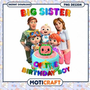 Big Sister PNG Design for Birthday Celebration, Instant Download Art
