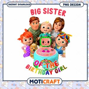 Big Sister Birthday Celebration PNG Design, Instant Download Gift