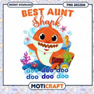 Best Aunt Shark PNG Design, Instant Download for Kids' Gifts