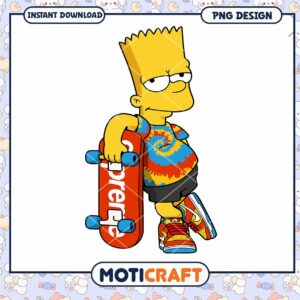 Bart Simpson Skateboarding PNG Design, Instant Download for Fans