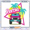 Barbie PNG design with pink jeep and tropical theme, instant download