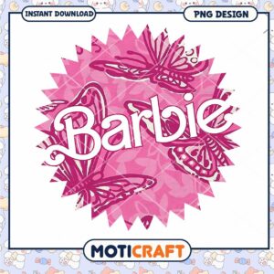 Barbie PNG design with butterflies, instant download graphic art