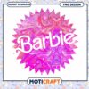 Barbie PNG design download, vibrant pink marbled background design