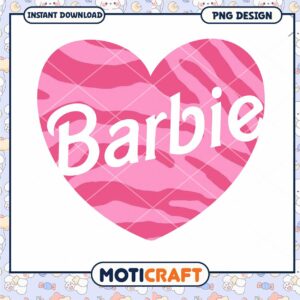 Barbie Pink Heart Design PNG, Perfect for Craft Projects and Downloads
