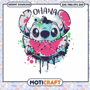 Stitch ohana water melone svg, Stitch character svg, cartoon svg
