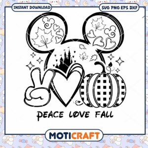Peace Love Fall svg, Mickey mouse head svg, Fall svg