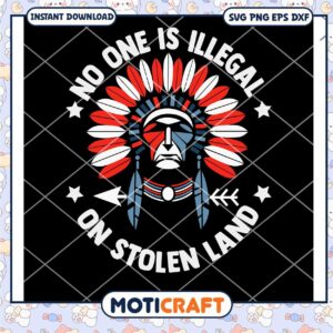 No one is illegal on stolen land svg, Indian Chief face svg