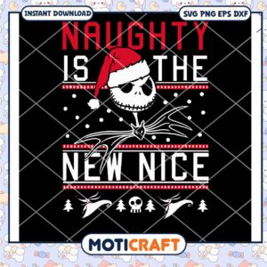 Naughty is the New Nice svg, Jack santa hat svg, christmas svg