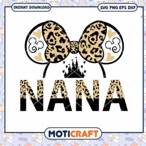 Mouse Nana Leopard svg, Minnie Head svg, Disney Castle svg