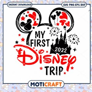 Mouse My First Disney Trip svg, Mickey Head svg, Disney Castle svg
