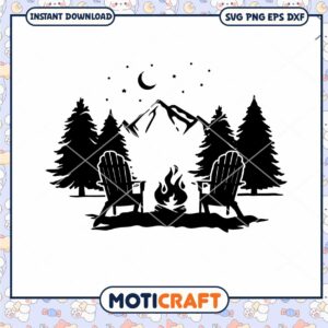 Mountain Scene With Adirondack Chairs svg, Mountain Scene svg