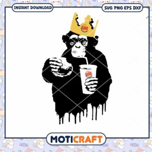 Monkey Burger King Fast Food svg, Monkey svg, King Fast Food svg
