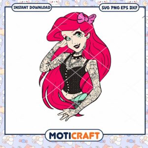 Mermaid Tattoo Pink svg, Ariel Mermaid svg, disney princess svg