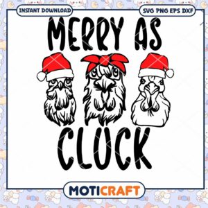 Merry as Cluck svg, Funny Animal svg, merry Christmas svg
