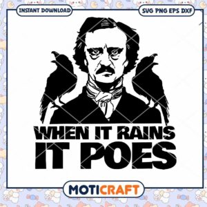 Edgar Allan Poe Raglan Crow When It Rains svg, crow svg
