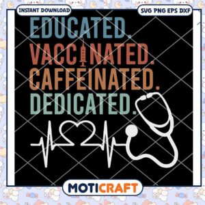 Educated Vaccinated Caffeinated Dedicated Svg, medical Svg