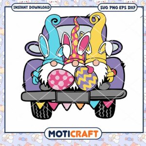 Easter Gnome Truck Svg, Easter Gnome Svg, easter eggs Svg