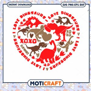 Dinosaur heart svg, Dinosaur Valentine SVG, Heart of Dinosaurs svg