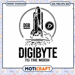 Digibyte To The Moon spaceship silhouette svg, DGB logo svg